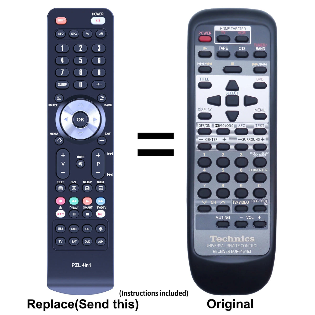 Replacement Remote Control For Technics EUR646463, SAAX720