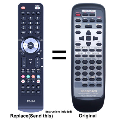 Replacement Remote Control For Technics EUR646463, SAAX720