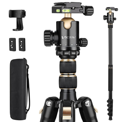 Professional DSLR Tripod for Photography - Tall, Lightweight & 76inch, Gold