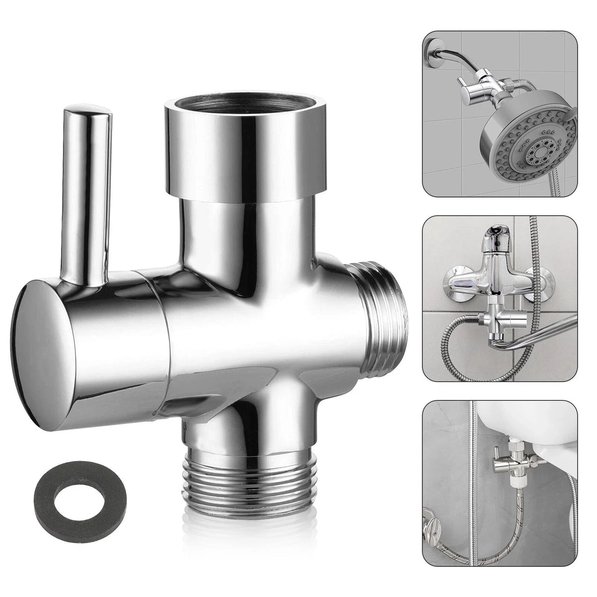 Solid Metal Water Divider 1/2in Connection for Handheld Fixed Head Switching