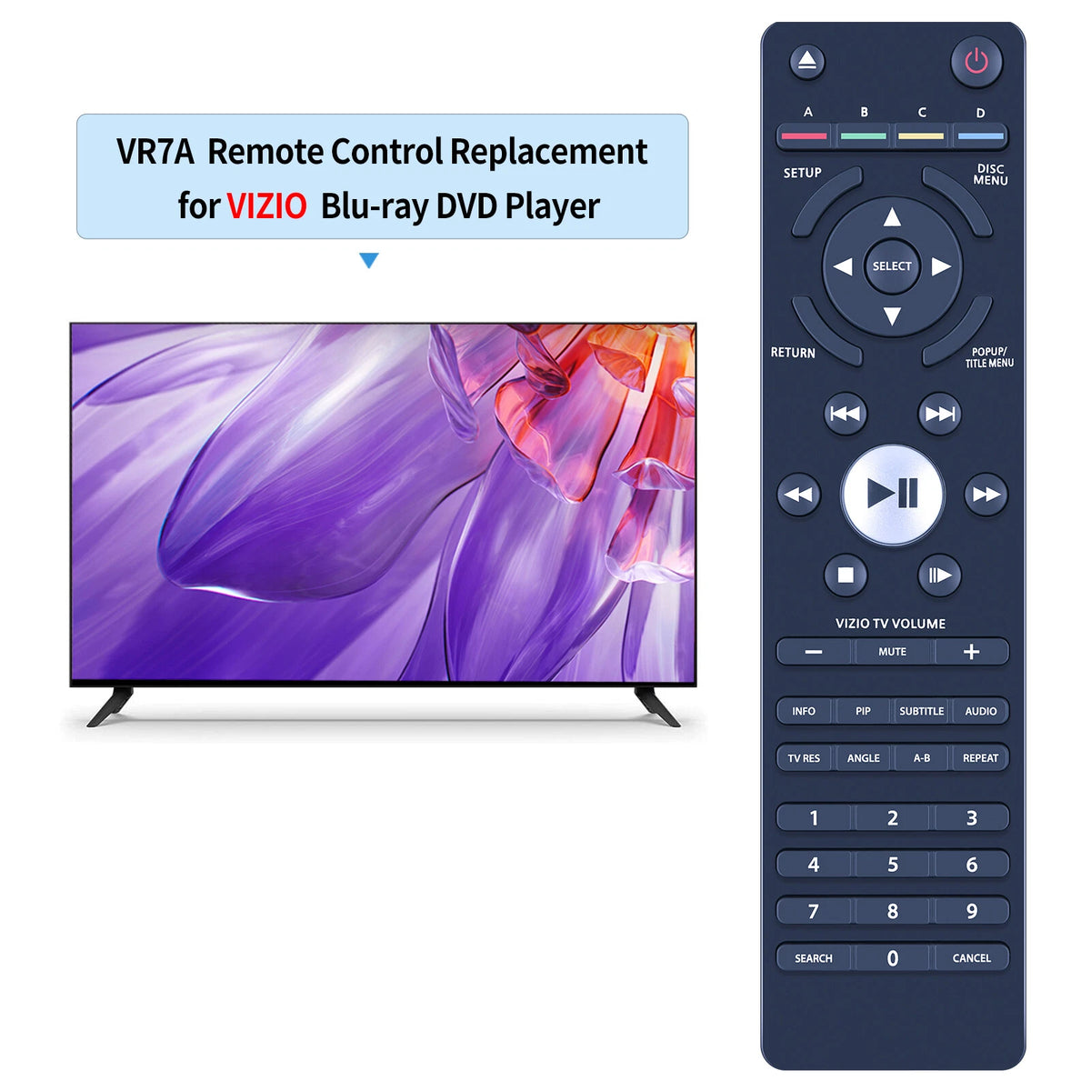 VR7A For Vizio Player Remote Control VBR231 VBR200W VBR110 VBR120
