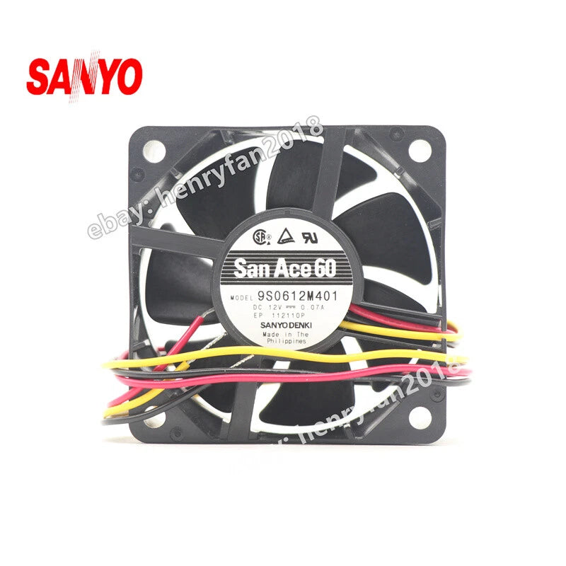 SANYO Denki 9S0612M401 SanAce DC Fan 12V 0.07A 60*60*25MM 3-wire Axial Fan