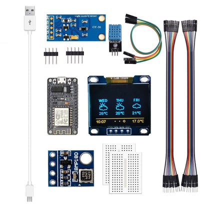 ESP8266 Weather Station Kit Temperature Humidity LCD Display Component Kit
