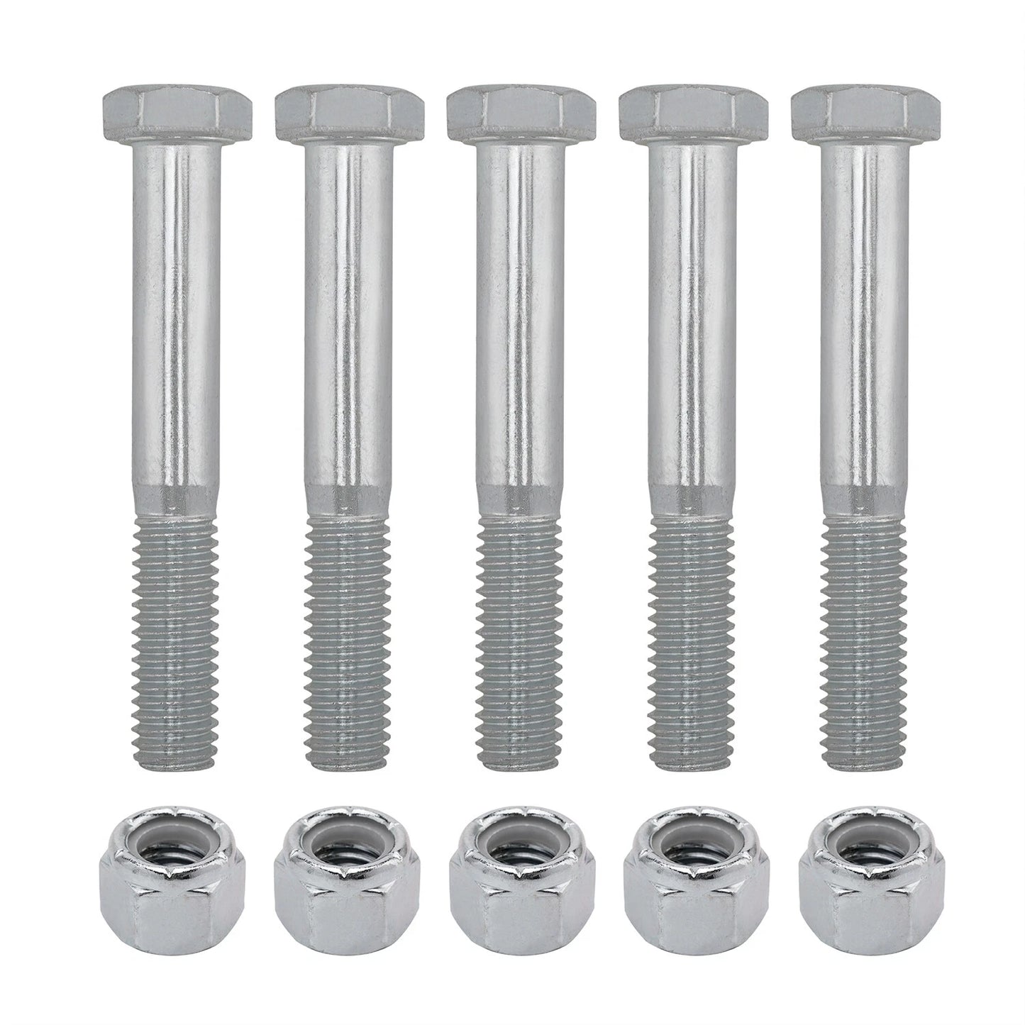5 Pack Grade 2 Shear Bolts for Rotary Cutters 1/2" X 3-1/2" with Nylock Nuts