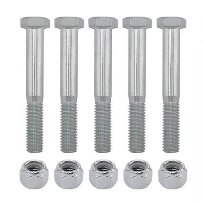 5 Pack Grade 2 Shear Bolts for Rotary Cutters 1/2" X 3-1/2" with Nylock Nuts