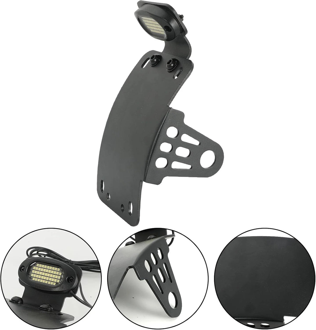 SUNPIE Add White Lights Black Motorcycle Cured Vertical Side Mount Licese...