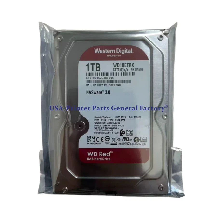 For Western Digital Red 1TB WD10EFRX NASware 3.0 64MB SATA 6Gb/s 3.5 Inch Hard