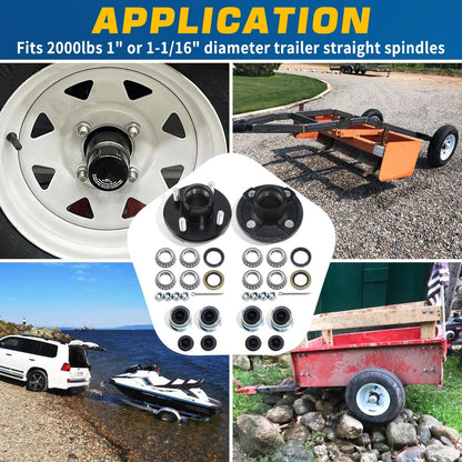 GREPSPUD 2 Sets 4 on 4'' Trailer Hub 4x4'' Kit for 2000 lbs Axle - 2Sets