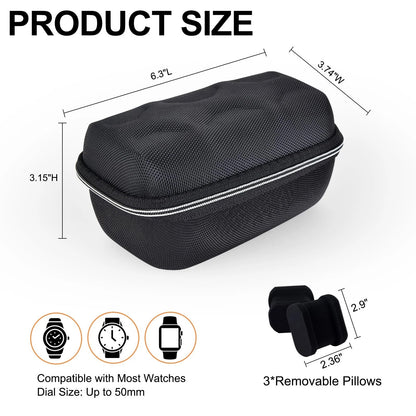 Jimtoiny Premium Hard Shell Travel Watch Case for Men, 2 Slot 2-Slot, Black