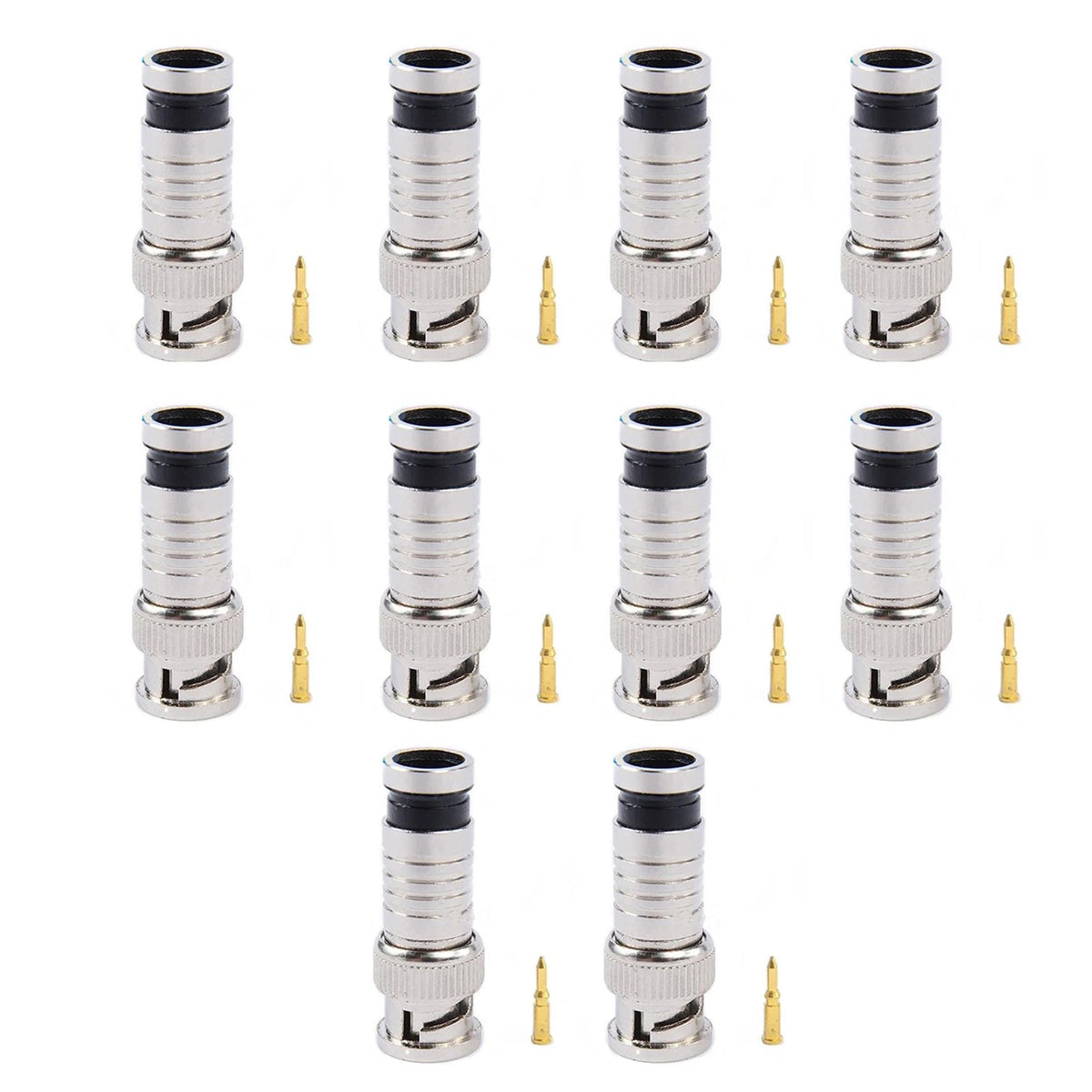 10*Premium Adapter BNC Compression Connector for CCTV Camera RG6 Coax Cables