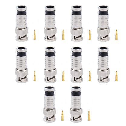 10*Premium Adapter BNC Compression Connector for CCTV Camera RG6 Coax Cables