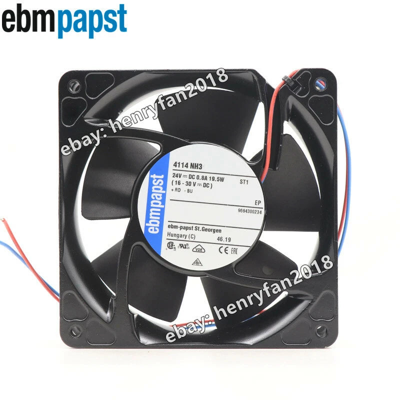 Ebm-papst 4114NH3 Axial Fan 24VDC 0.8A 19.5W 120*120*38MM Cabinet Cooling Fan