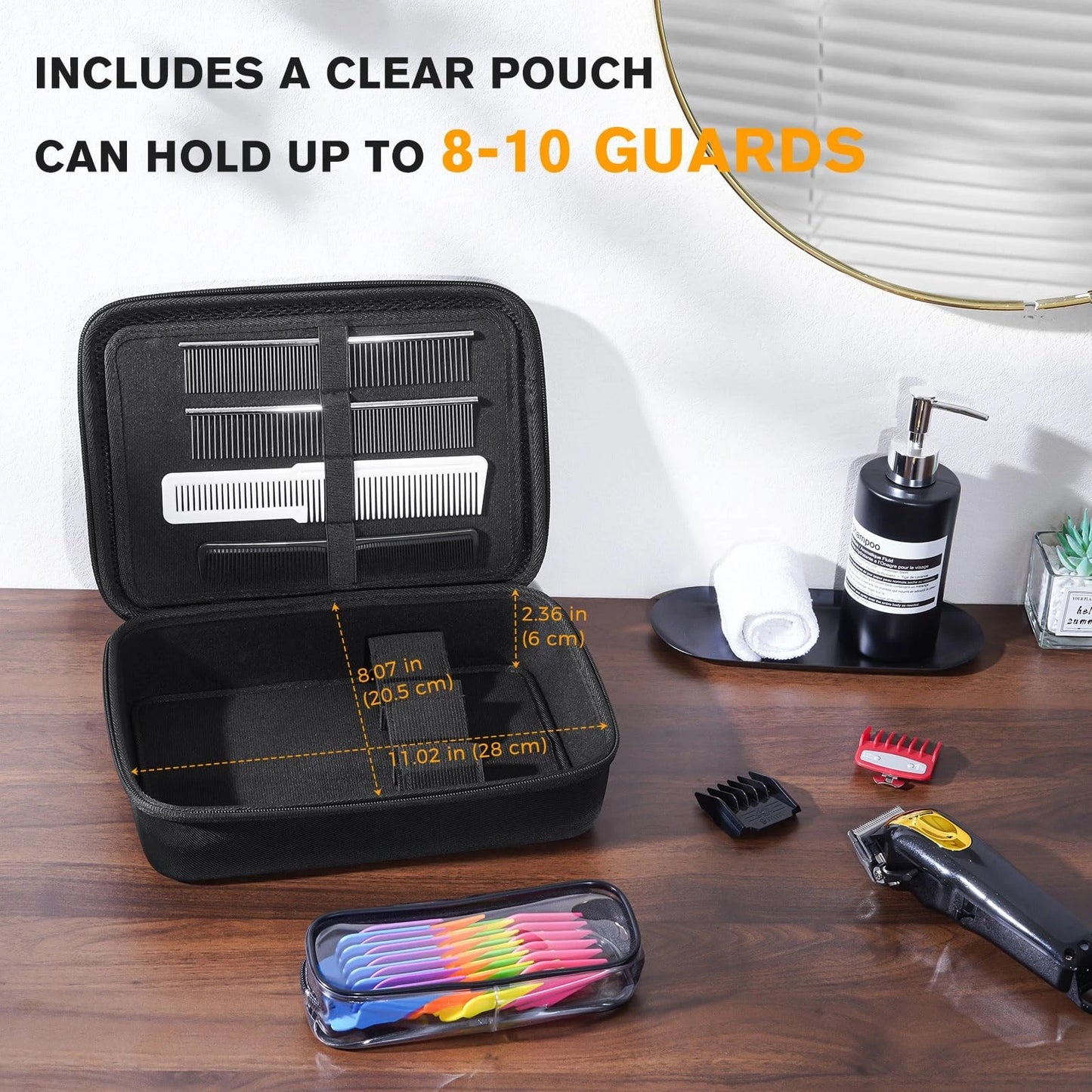 ProCase Hard Barber Accessories Case, Travel Bag for 3 Hair Clippers Black