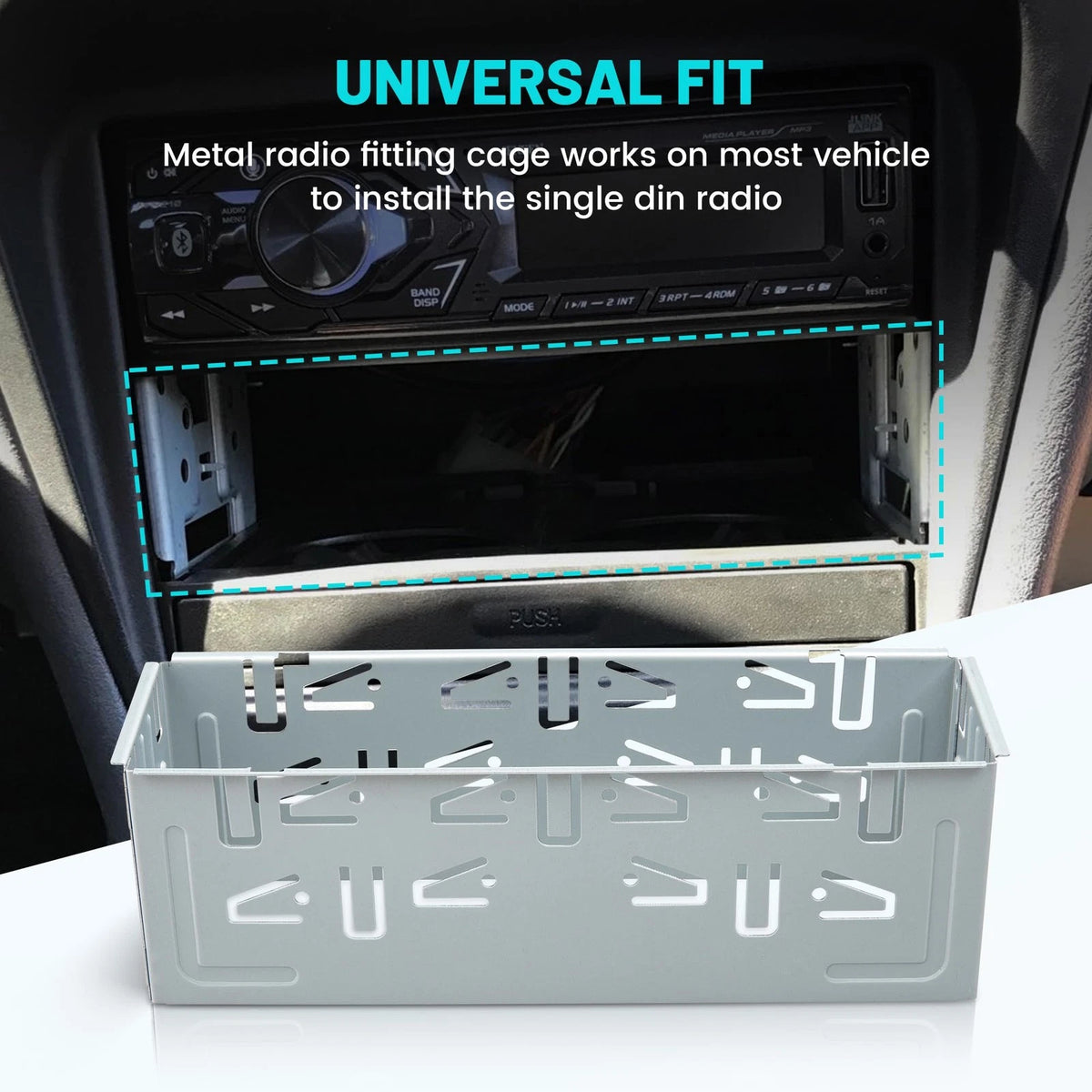 NuIth Universal Single Din Stereo Radio Replacement Fitting Cage Kit, 1 Din...