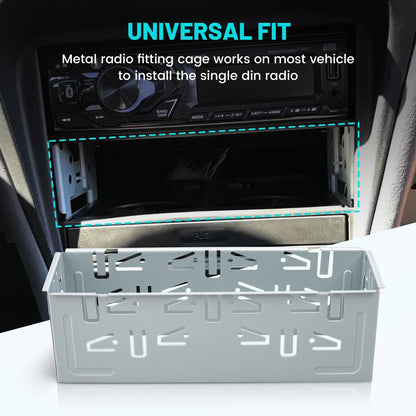 NuIth Universal Single Din Stereo Radio Replacement Fitting Cage Kit, 1 Din...