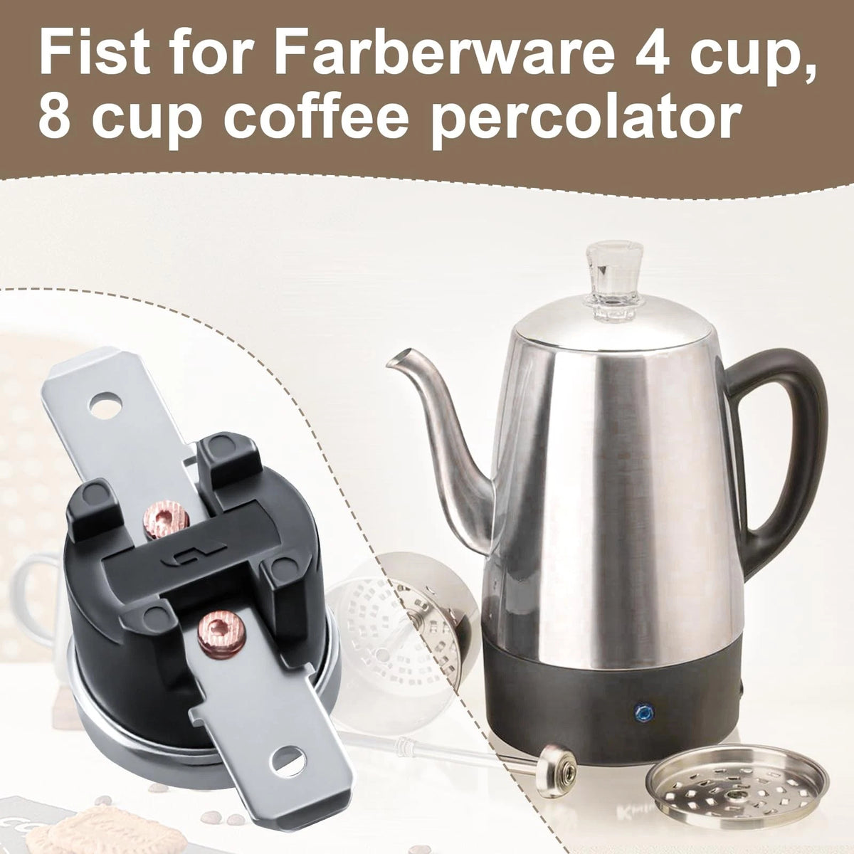 Coffee Percolator Thermostat P04-303 Fits Standard Size, Silver