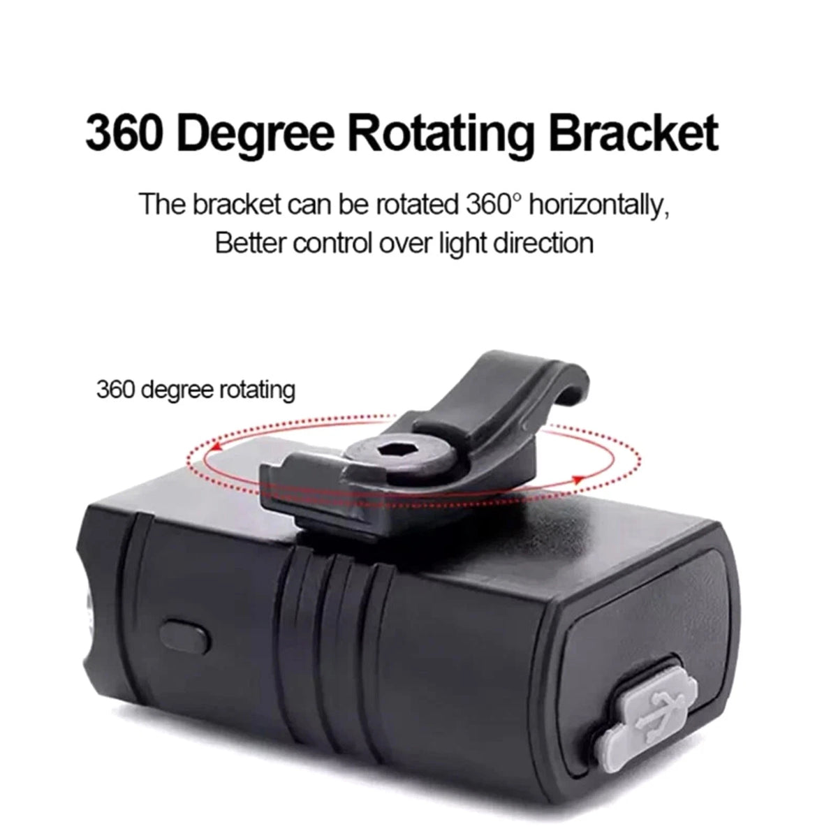 1000LM USB Bike Lamp Set Aluminum Alloy Front and Rear IPX5 Waterproof 6 Modes