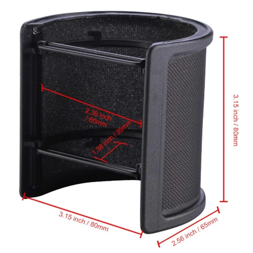 Microphone Shock Mount with Pop Filter, Mic Anti-Vibration 46mm-51mm, Black