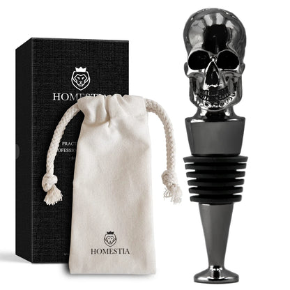 Homestia Skull Wine Stopper, Bottle Stopper Saver, m, Black