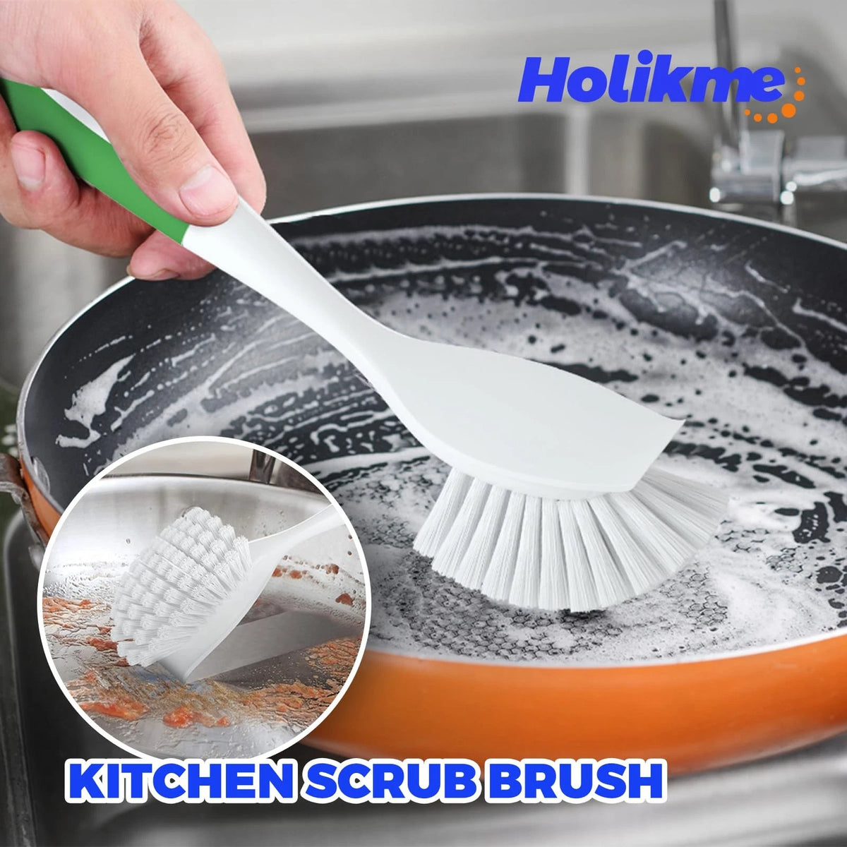 Holikme Dish Brush Cleaning Set for Groove 6 Pack, Green