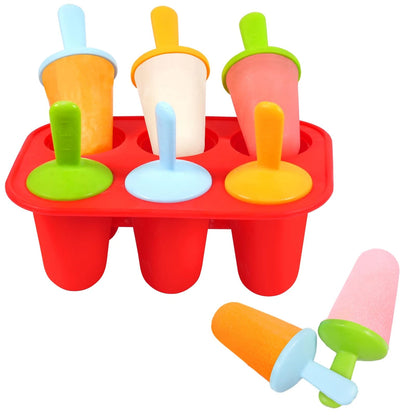 Silicone Popsicle Molds for Toddlers, 6-Cavity Mini 6 Cavities, Red
