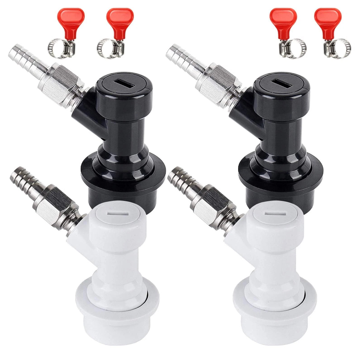 Ball Lock Keg Disconnect Quick 2 pairs of ball lock keg fittings, Red