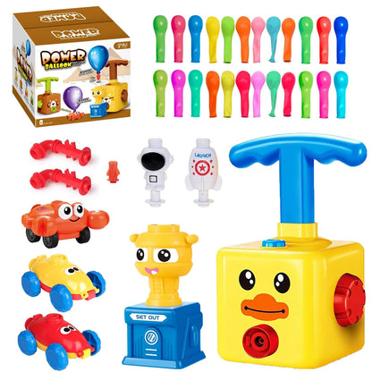 Balloon Launcher Toy Set, Powered Cars, Creative Inflatable Pump Duck