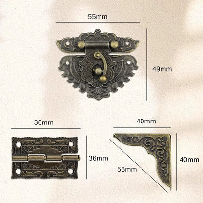 2 Sets Jewelry Box Hardware Kit Small Boxes with Brass Hinges Corners Bronze