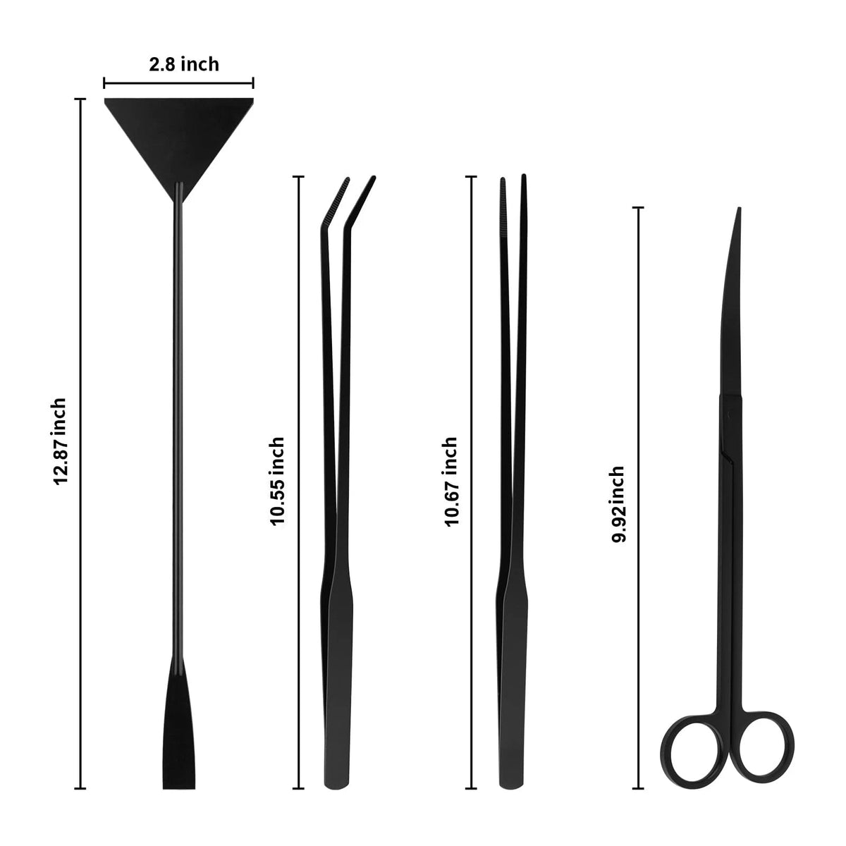 Tifanso Aquarium Aquascape Tools Kit - 4 in 1 Terrarium Decor Standard, Black
