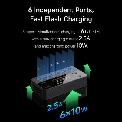 ISDT E625 6 Ports 1S LiHV Battery Charger Board Portable Type-C Black