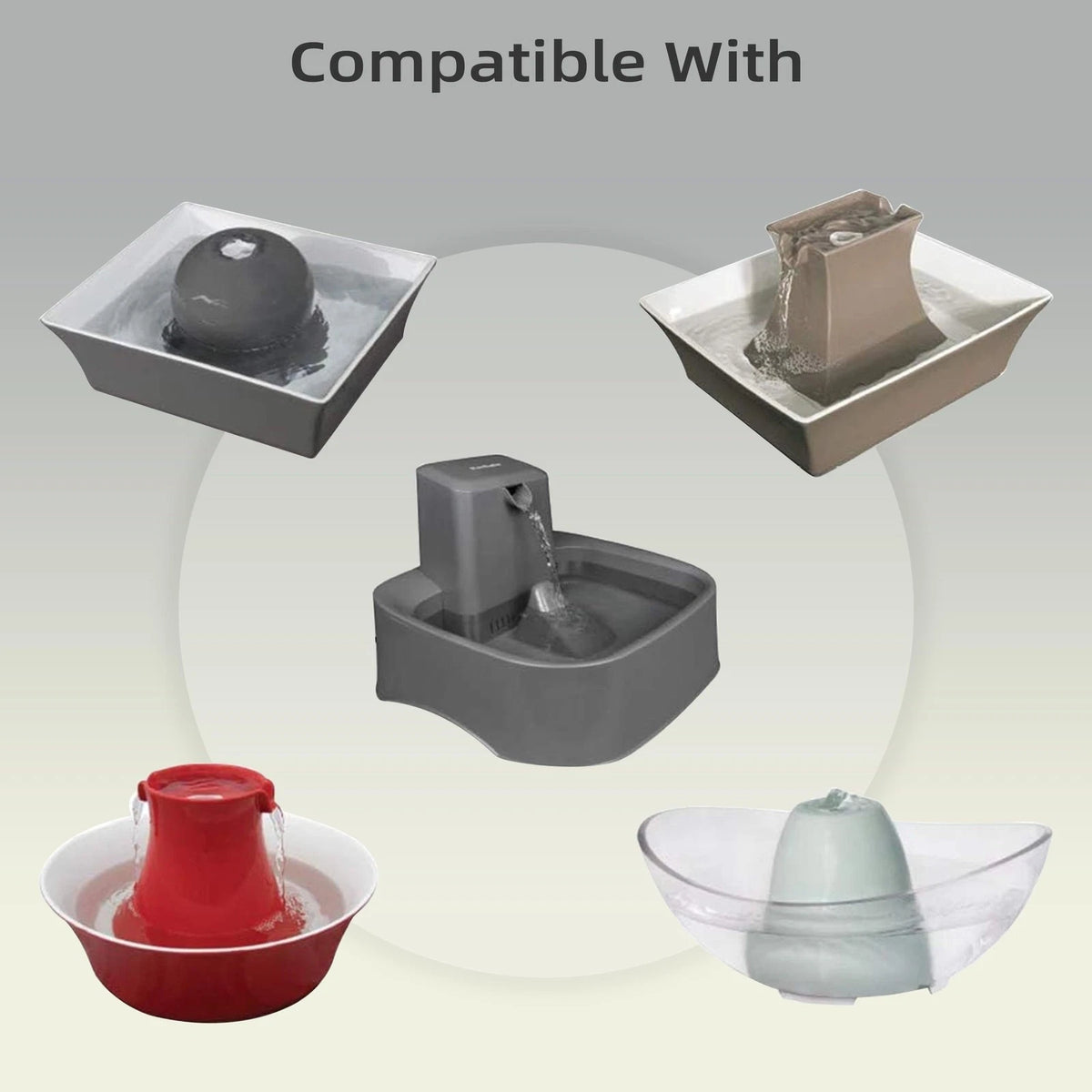 Cat Water Fountain Replacement Filter 1 Housing+2 Silicone Nozzle Plug, White