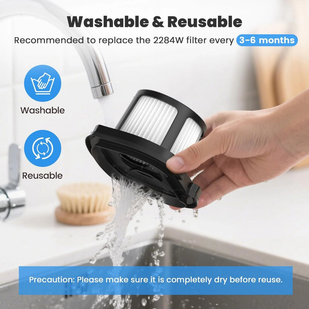 2 Pack Cleanable Filter For Bissell Pet Hair Eraser Handheld Vacuum 2389 2390