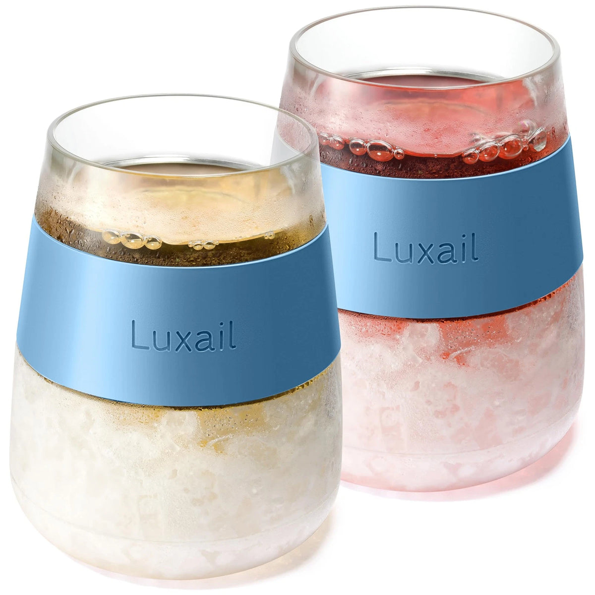 luxail Wine Glasses, Plastic Glasses Set of 2, Small, Misty Blue