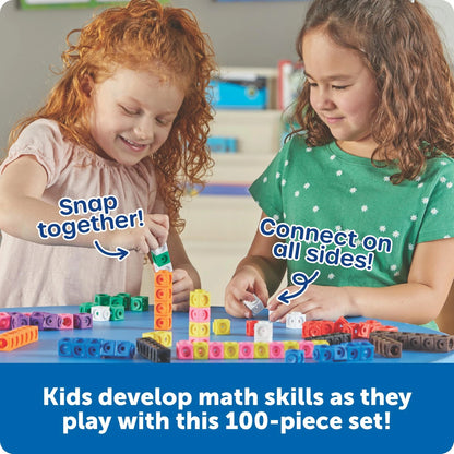 Learning Resources MathLink Cubes - Set of 100 Cubes, Ages 3/4in, Multicolor