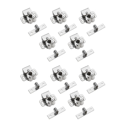 10Pcs Silver Home Door Cabinet Cupboard Furniture Catch Stopper Roller Latch ff