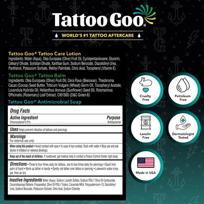 Tattoo Goo Aftercare Kit, 3 Piece Set, 3