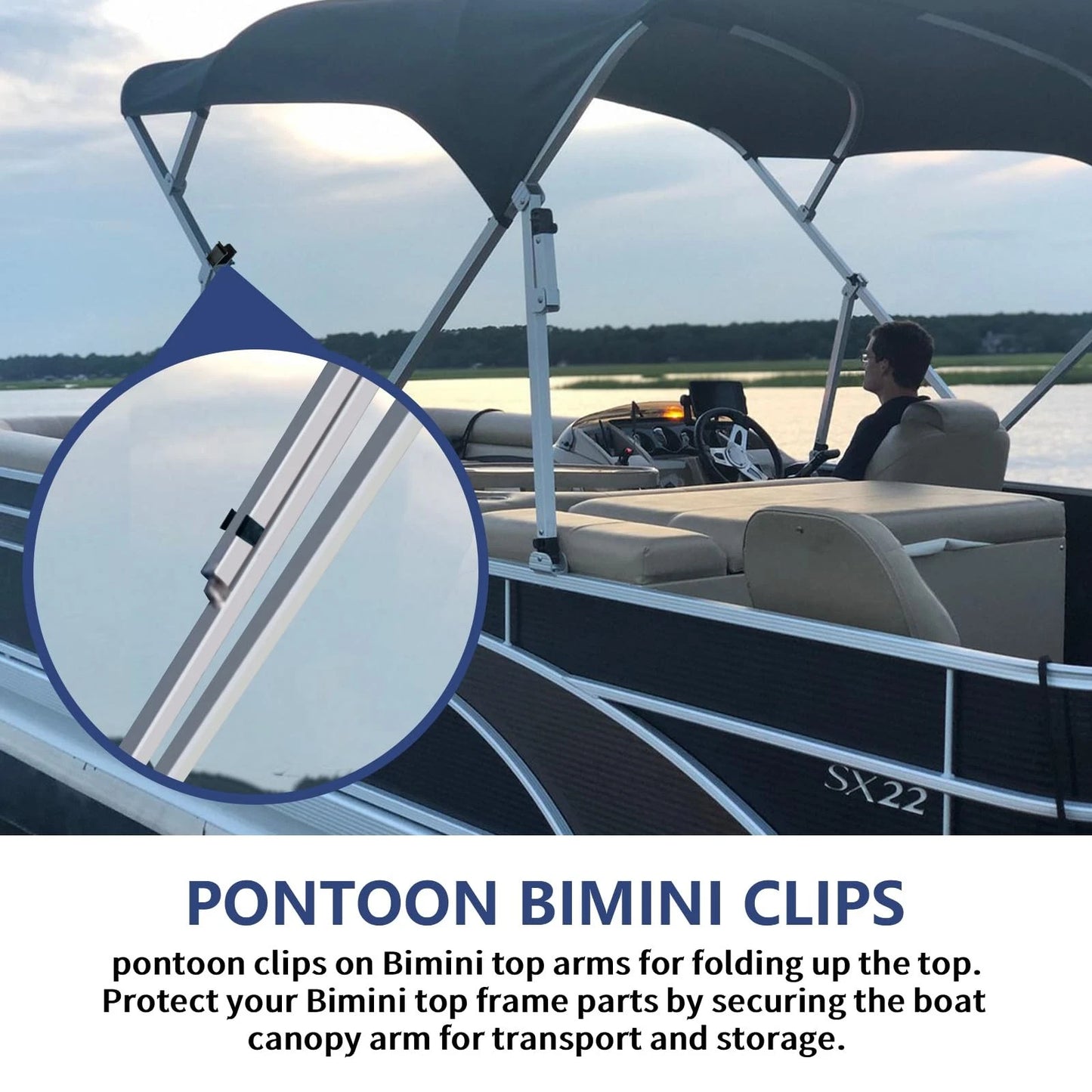 Hasanbar Pontoon Top Bimini Clips for Boats, Hardware 1-1/4 Black