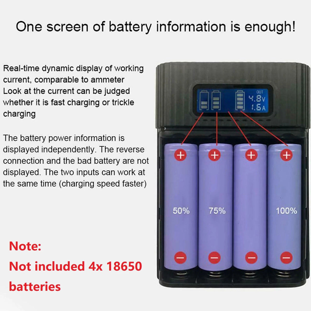 Black DIY Power Bank Case Battery Charger Storage Box Digital Display D