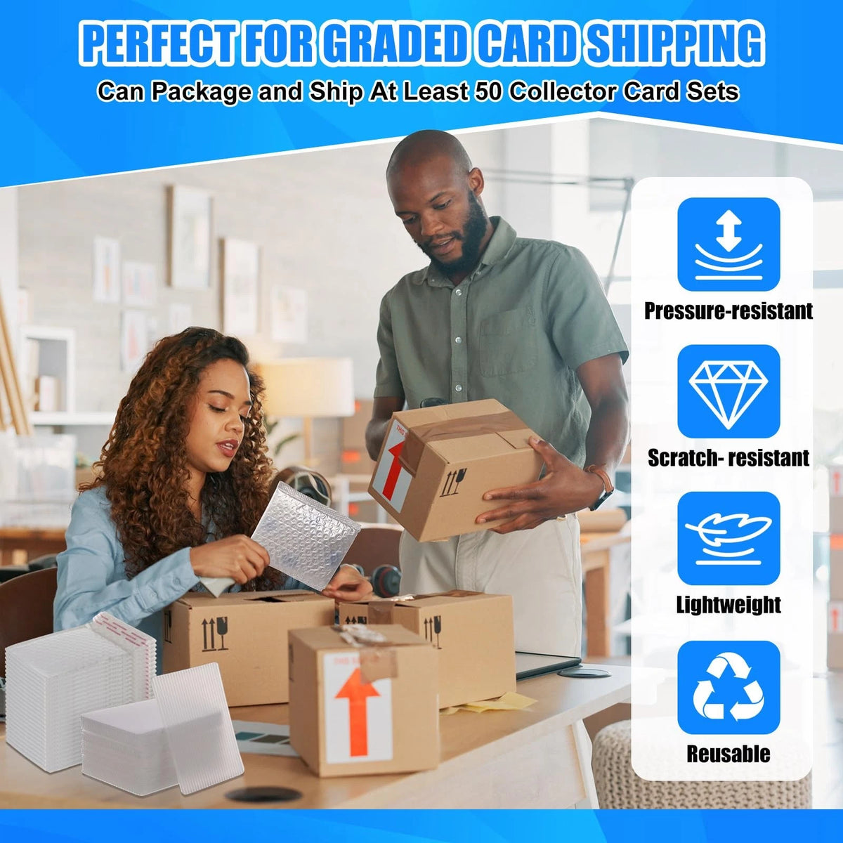 Tasdurian 151 Pcs Trading Card Shipping Kit 3.5 x 4.5 inches, Black