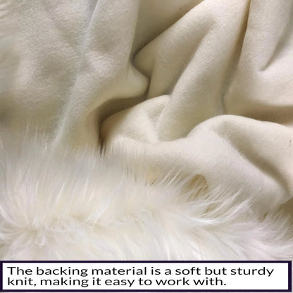 Bianna Ivory/Off White Faux Fur Fabric, by The Yard, 8x8 inches, Beige