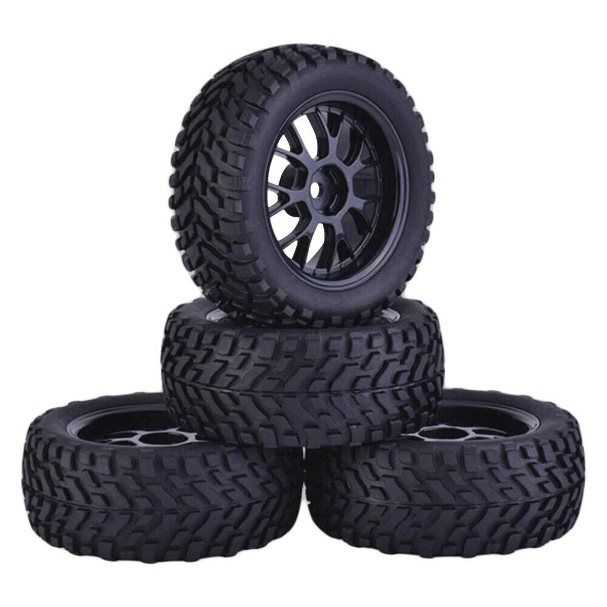 1/10  4* 75mm Rubber Rally Car Wheel Rim&Tires Hex For HSP HPI RC Racing Car