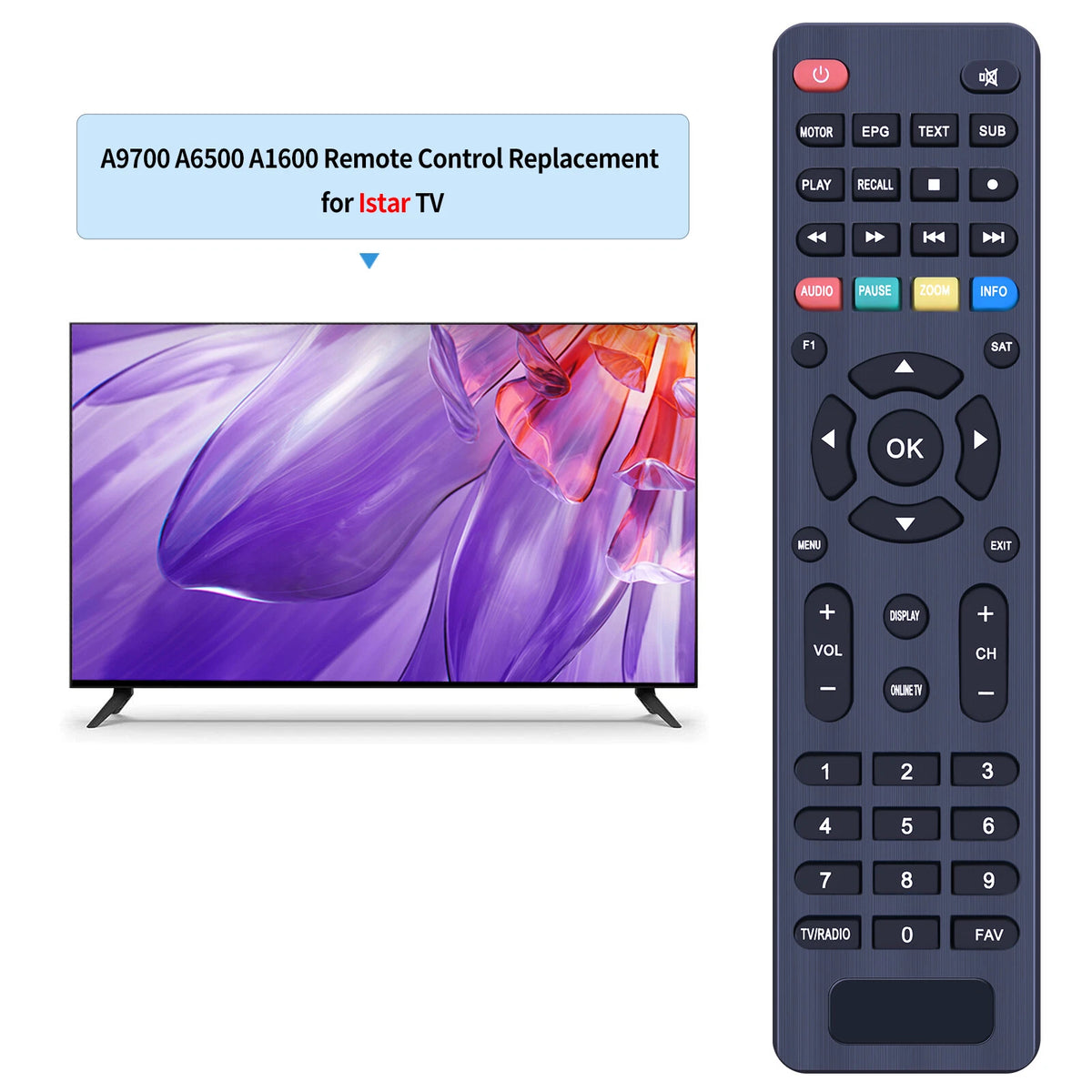 Remote Control For Istar A9700 A6500 A1600 A8000 A8500 A9000 ZEED222 ZEED333