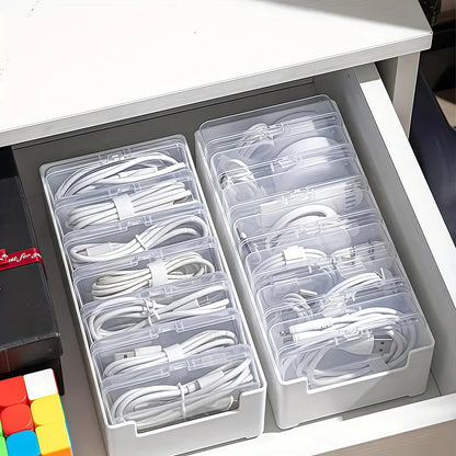 2 Pcs 11 Box Cable Organizer Storage 30x10x6cm/11.87*3.9x2.36 inches, Clear