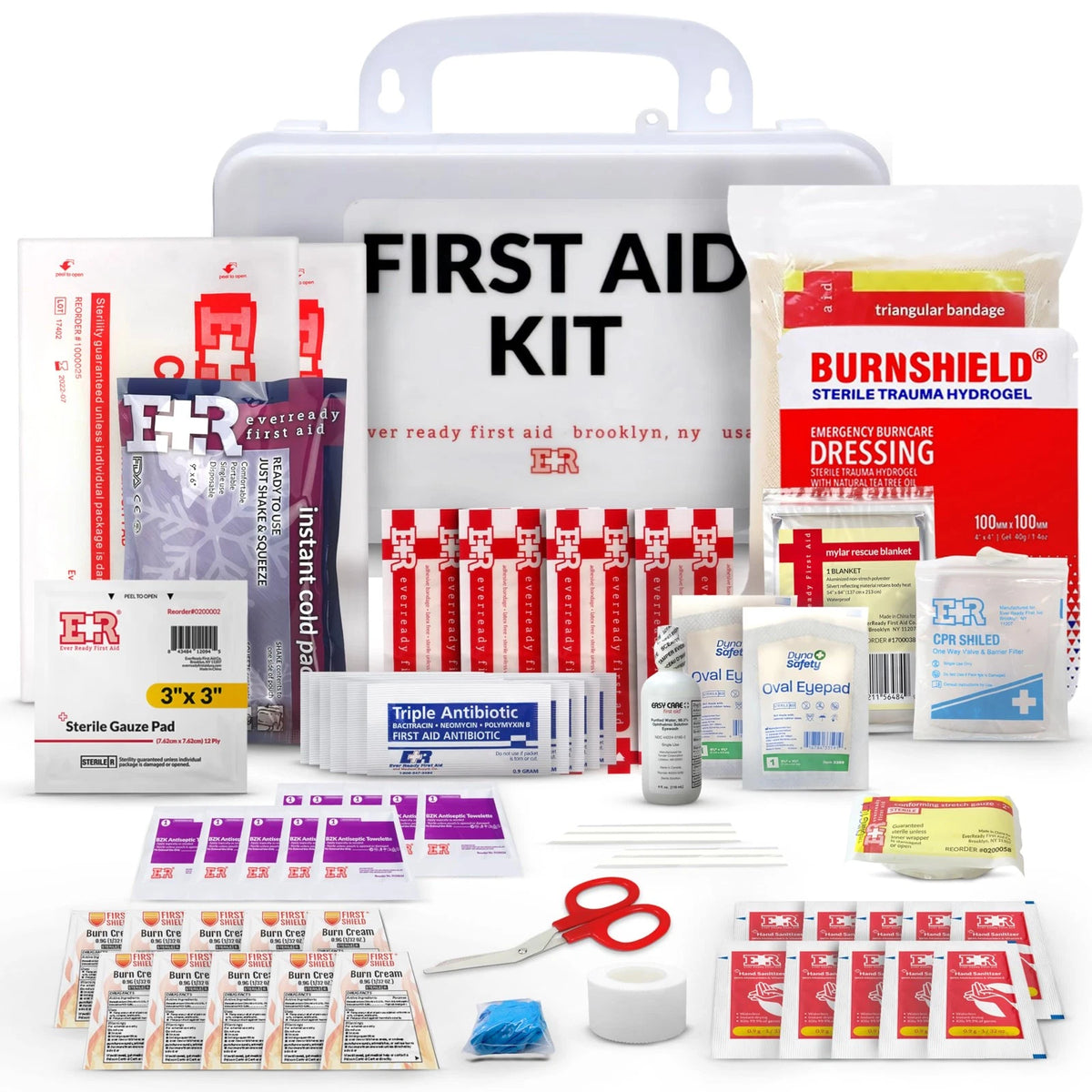 10 Person First Aid Kit - OSHA and ANSI Class A Compliant, Fully stocked...