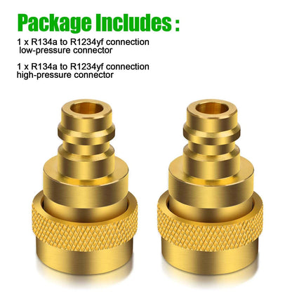 2 PCS Quick Couplers Brass R134A to R1234YF High Low Pressure Connector Part