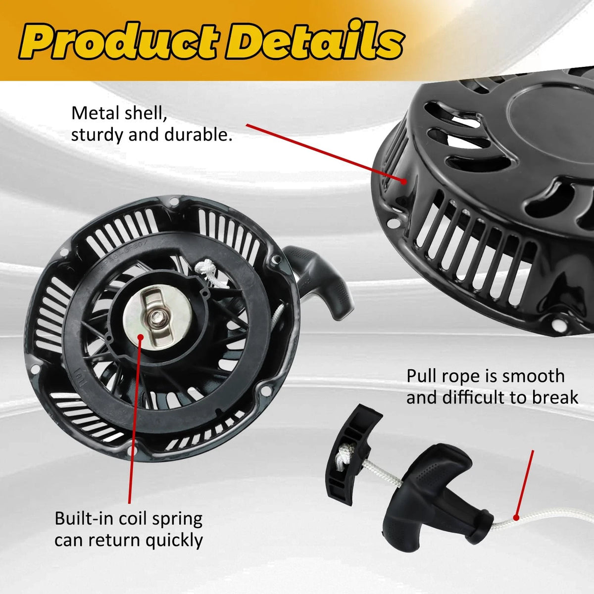 WOTIAN Recoil Pull Starter Assembly Compatible with Predator 420cc, Black