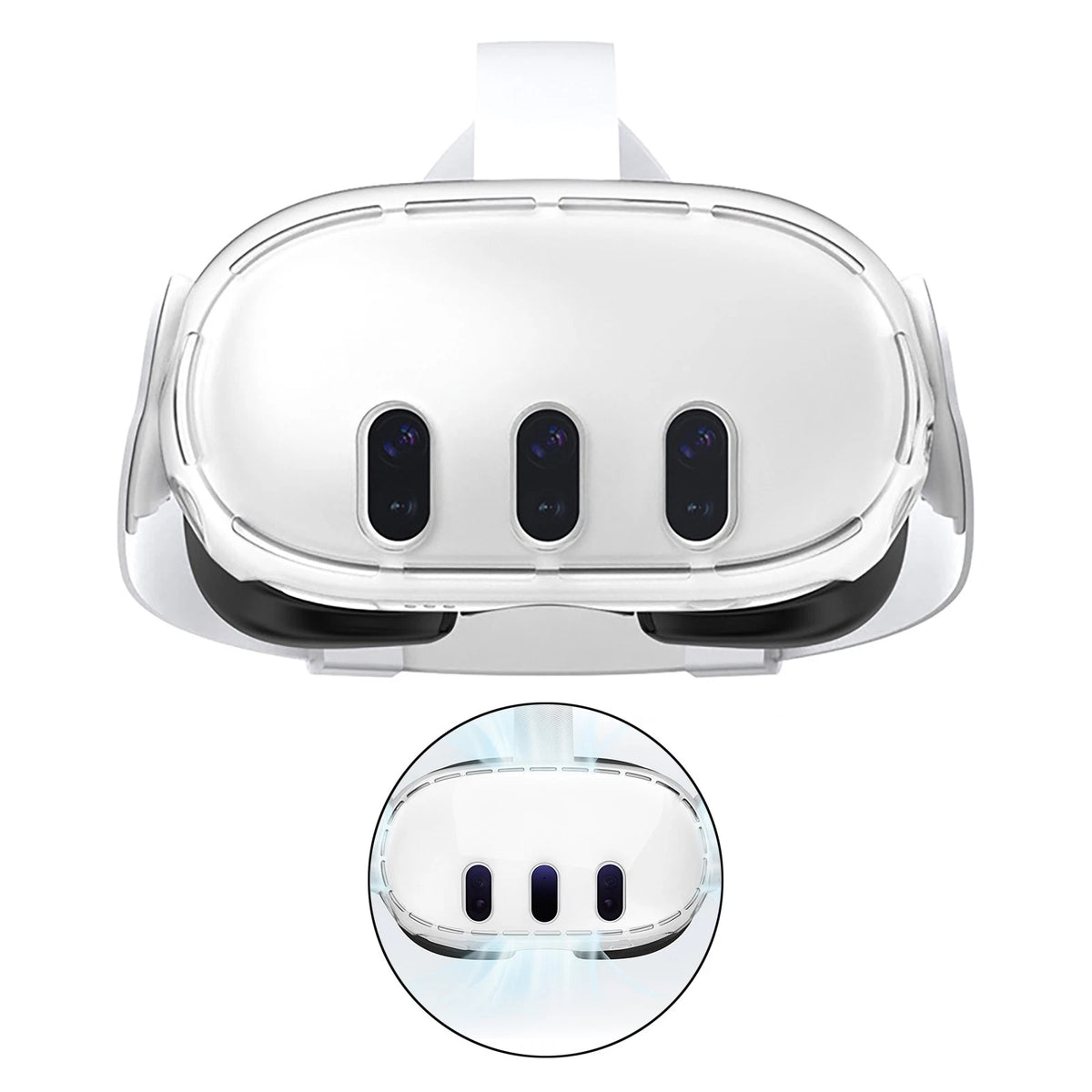 For Meta Quest 3 VR Helmet Protective Cover Transparent PC Case Anti-Collision
