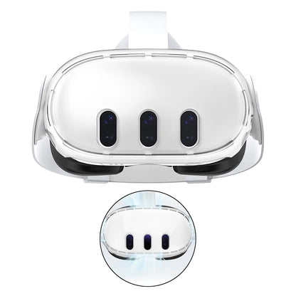 For Meta Quest 3 VR Helmet Protective Cover Transparent PC Case Anti-Collision
