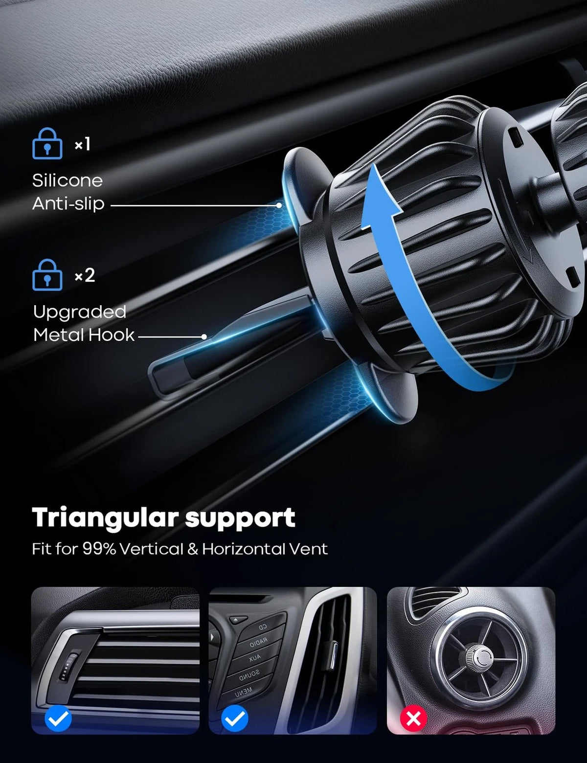 Lamicall for MagSafe Car Mount - [20 Super Magnets] Magnetic Phone Black