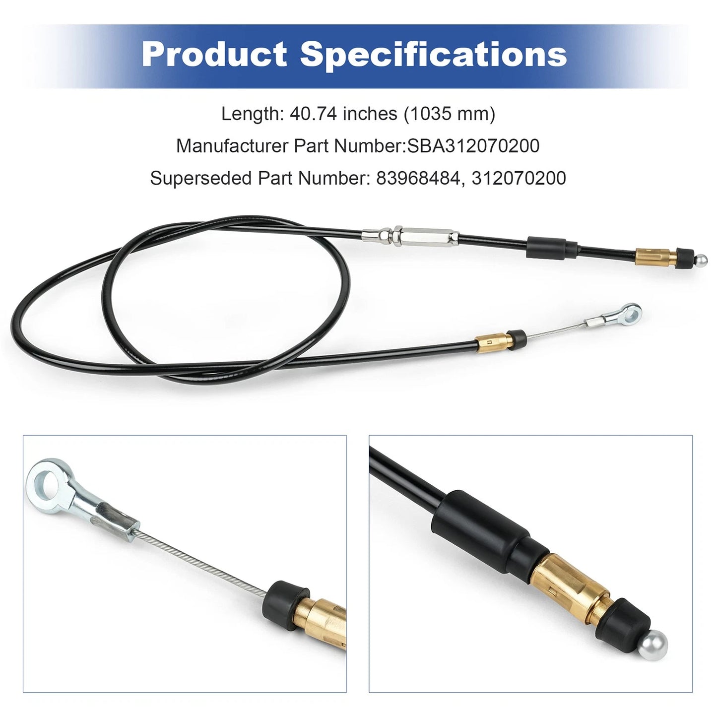 SBA312070200 Hand Throttle Cable 40.74"  for  Holland Boomer 4055 4060 TC48DA